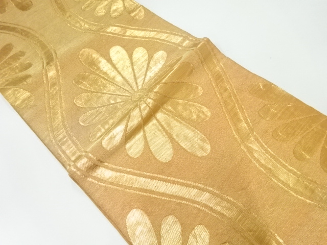 JAPANESE KIMONO / ANTIQUE OBI FOR DANCE / SILK / WOVEN FLORAL TATEWAKU PATTERN